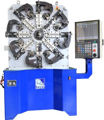 Máquina de conformación de resortes CNC de tres ejes con diseño de balancín y sistemas de bobinadoras