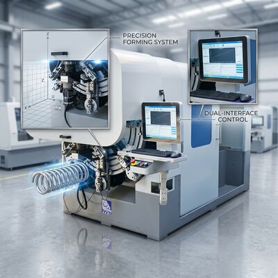 Máquina dobladora de resortes con control CNC de 12 ejes con cortador de seguridad flexible
