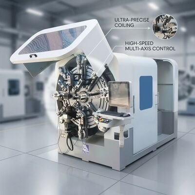 Máquina dobladora de resortes con control CNC de 12 ejes con cortador de seguridad flexible